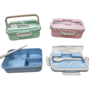 wheat lunch box with cutlery set